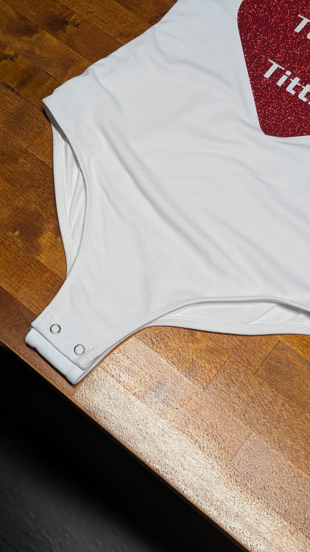 Techno & Titties Bodysuit - white with red glitter heart