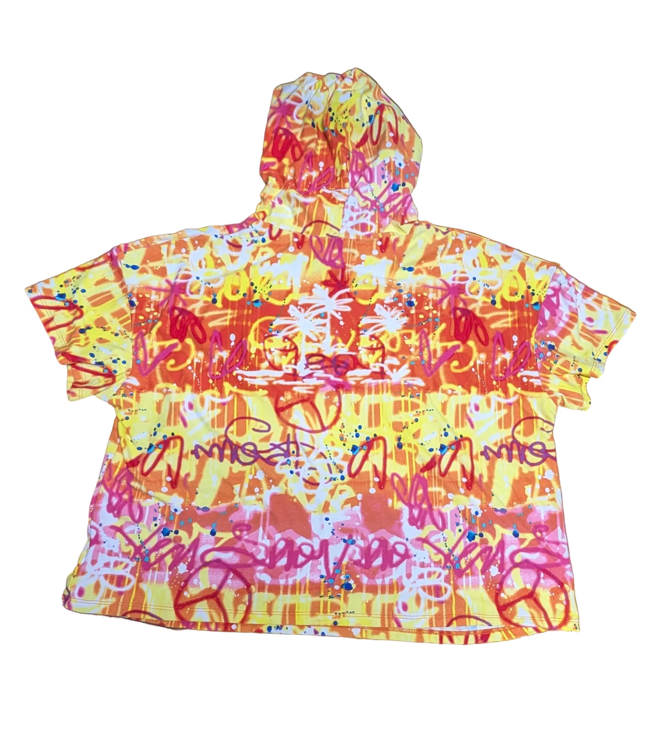 Techno & Titties T-shirt - multicolor hooded with glitter white
