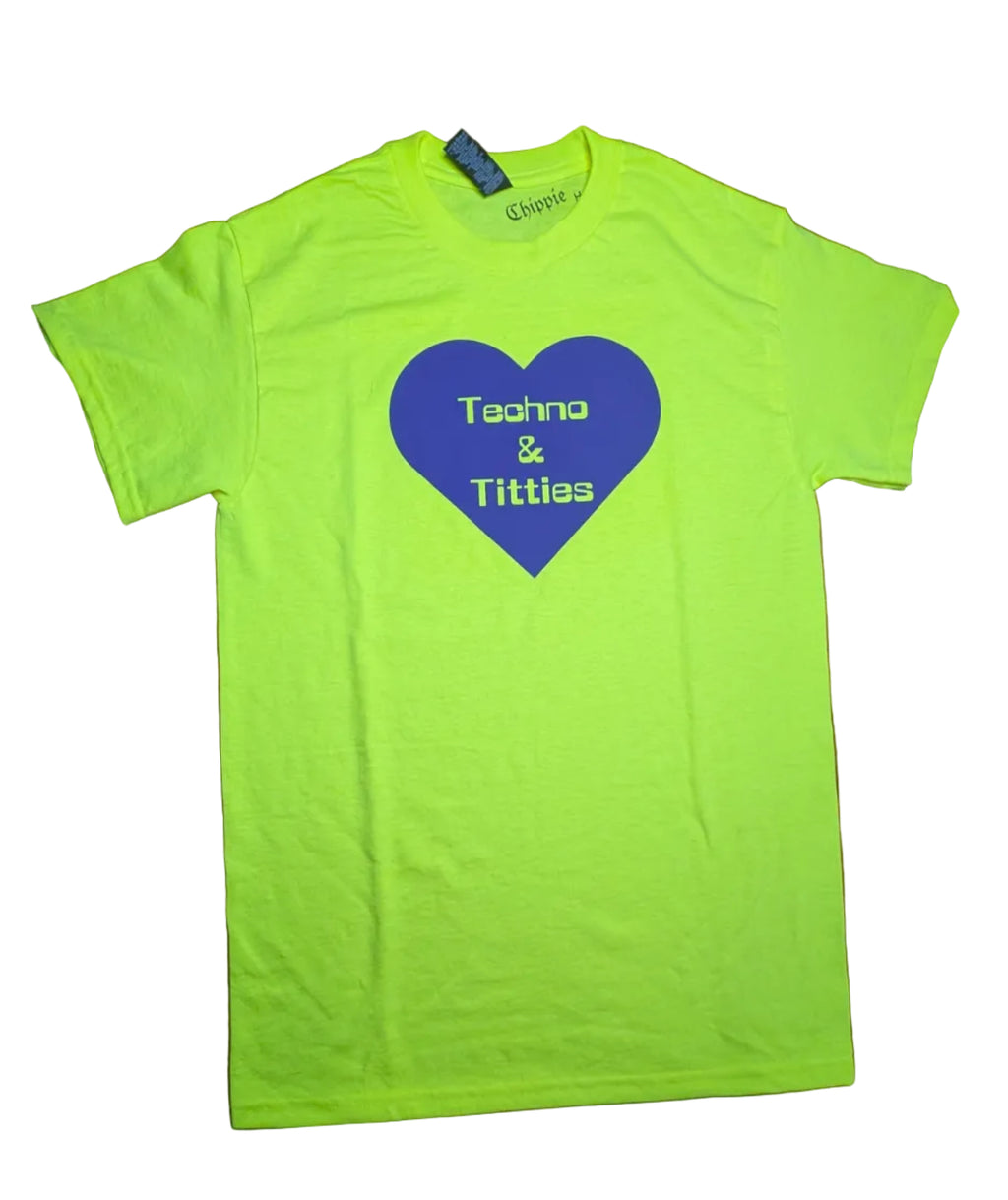Techno & Titties T-shirt - neon yellow