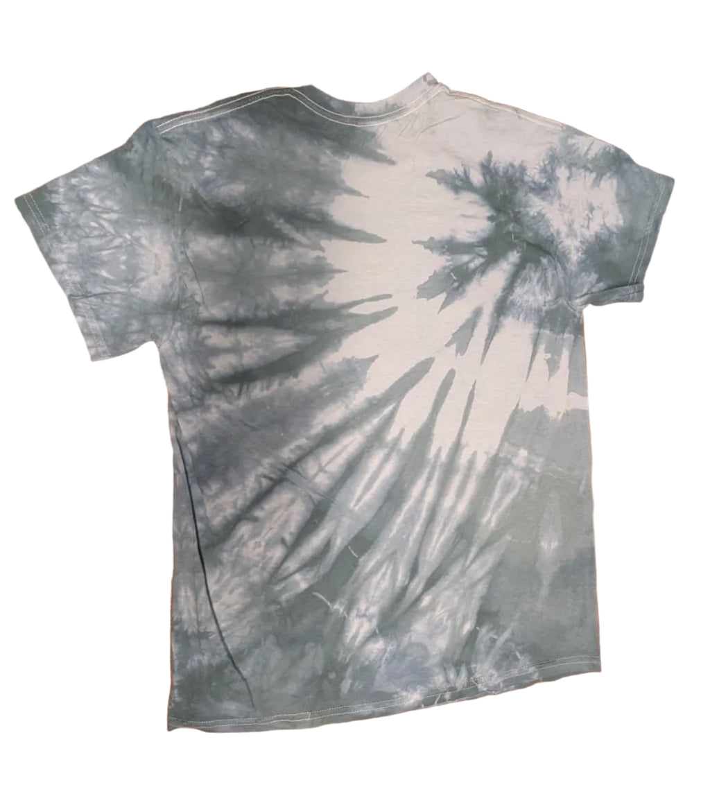Techno & Titties T-shirt - teal tie-dye and glitter black